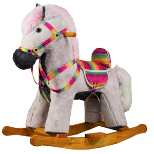 راکر اسب کودک چوبی طوسی روشن -اسباب بازی